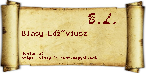 Blasy Líviusz névjegykártya